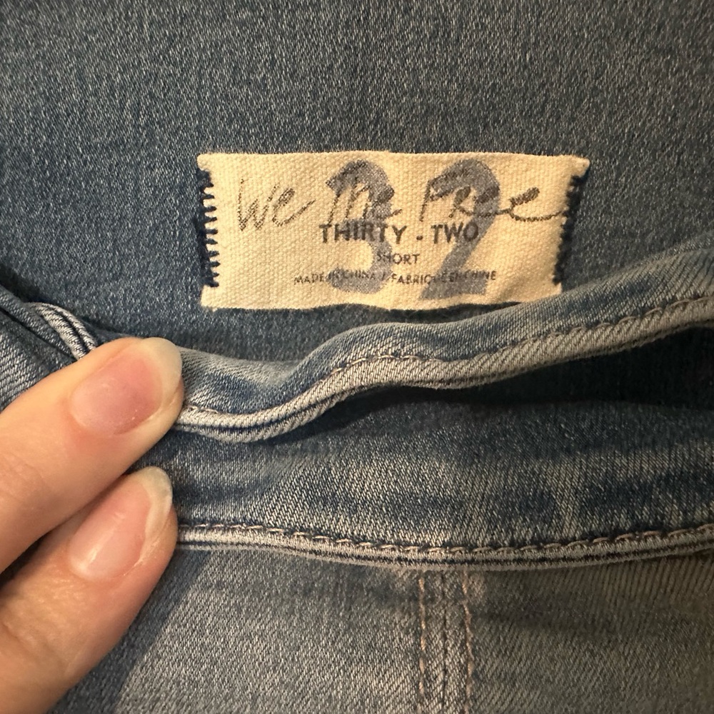 Free People We The Free Light Wash Blue Denim Stretch Flare Jeans 32 Short